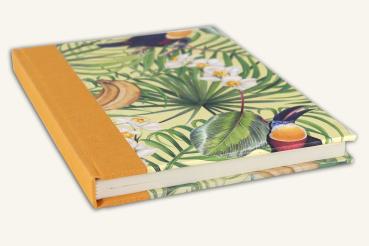 Preview: Black-book with birds, cloth spine orange